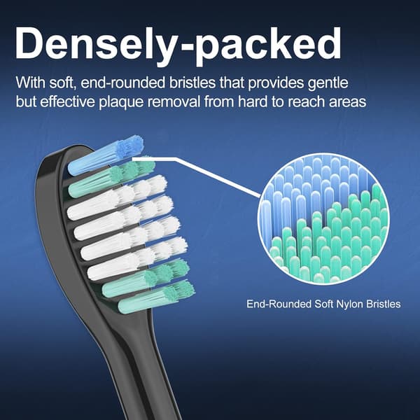 Udskiftningsbørstehoveder til tandplejecentre, 5-pak, sort.