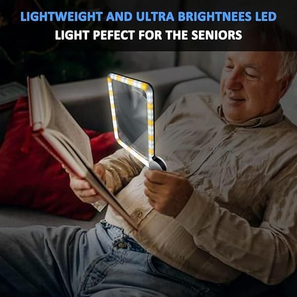 5X Stor Rektangulær Læseforstørrelsesglas 48 LED'er Makuladegeneration Seniorer Sammenklappelig