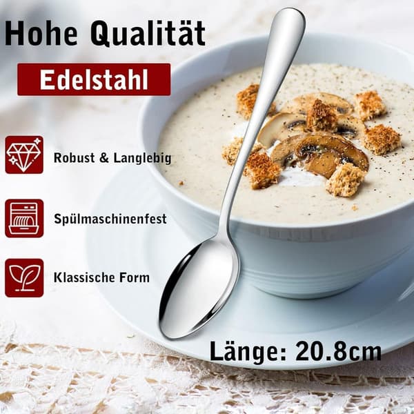 12-delad serveringssked i rostfritt stål, 20,8 cm, modern serveringsskedssats