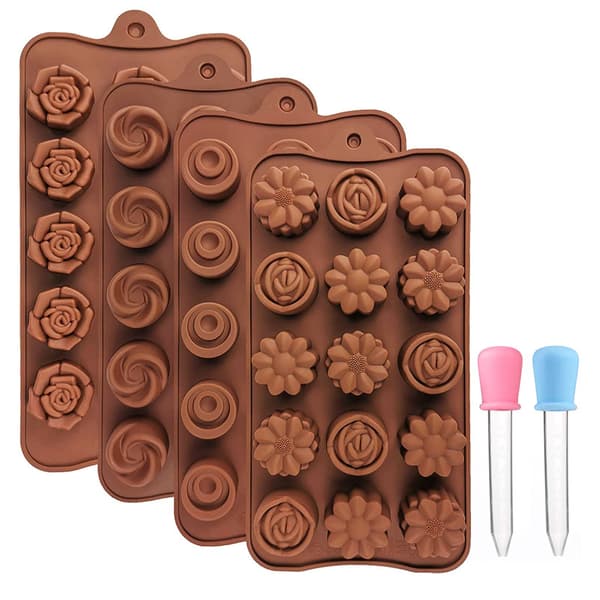 Rose chokoladeform 6-dele sæt, non-stick belægning, silikoneform