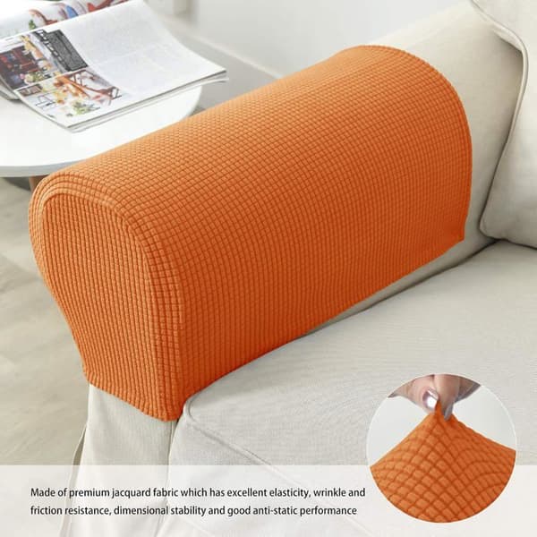 Två tvättbara jacquard elastiska armstödsskydd för recliner, halkfria.