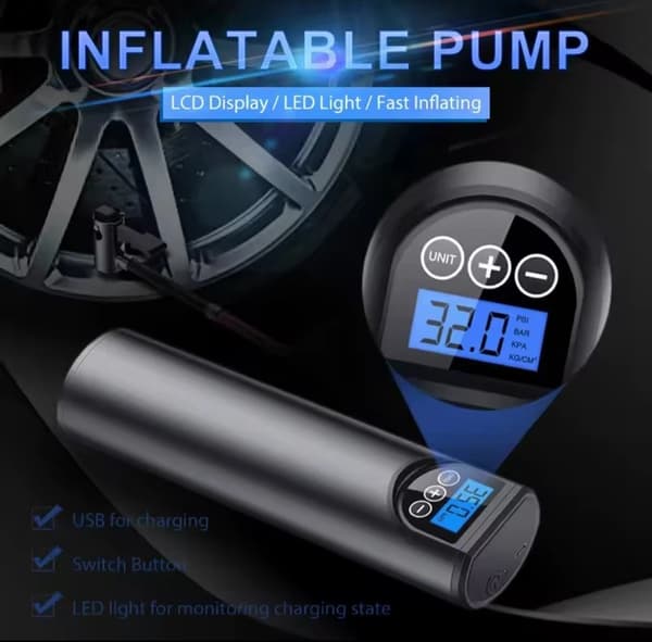 Bärbar handhållen multifunktionell smart billuftpump, högtrycksluftpump.