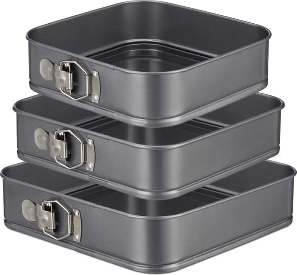 Fyrkantig springform i tre delar, non-stick rektangulär kakform, kolstål, storlekar 7/8/9 \", antracitgrå