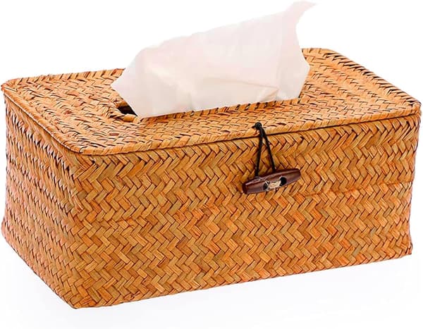 Vævet tissueboks, dekorativ tissue-organizer - brun
