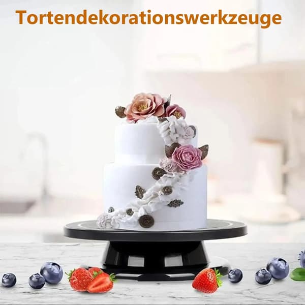 Roterende kageform – Kagestand – Kagefad – Roterende kageform med base - Sort