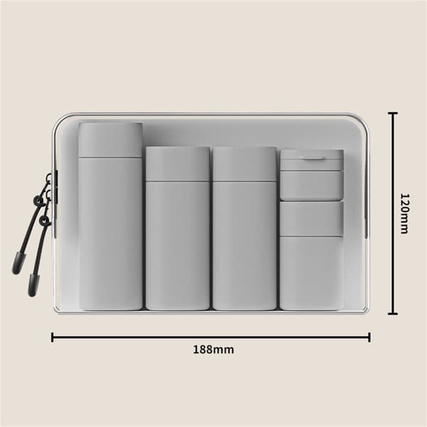 5-pack läckagesäkra reseflaskor för schampo, balsam och lotion (grå)