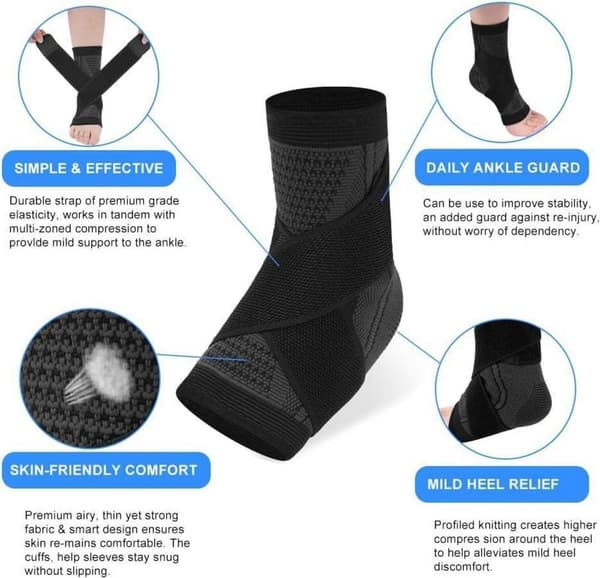 Ankelstøttestropper (2-pak), unisex, elastiske og åndbare, størrelse XL.