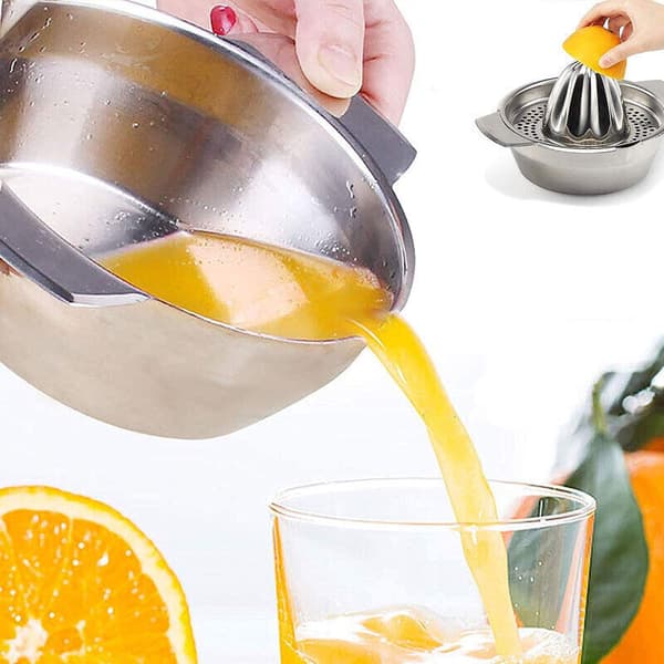 Manuel citruspresser i rustfrit stål til citroner og appelsiner