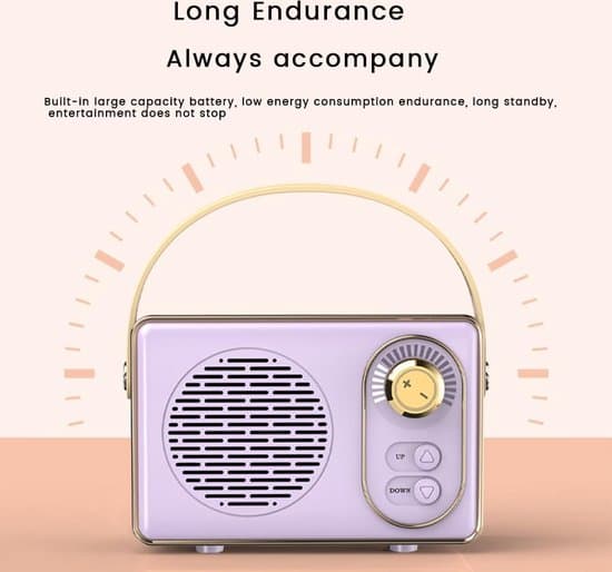 Laadukas retro Bluetooth-kaiutin - Bluetooth-kaiutin - erittäin pitkällä akunkestolla - vaaleanpunainen