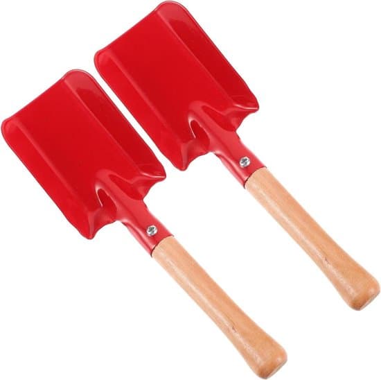 Trädgårdsspade Set - Trädgårdshandverktyg - Plantering och Rensning - Robust Järnträ - 2 Delar - Röd