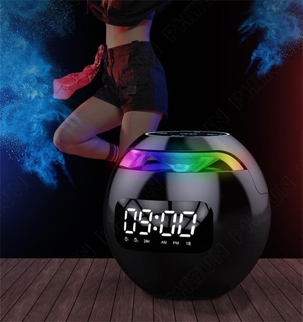 LED Bärbar Trådlös Bluetooth-högtalare Utomhussubwoofer Mini Svart