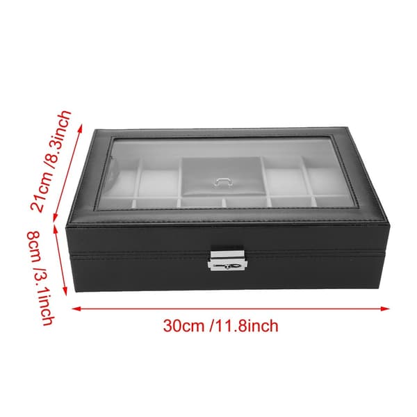 PU Læder Ur Opbevaringsboks Smykke Display Boks Holder Organizer 16 Gitre