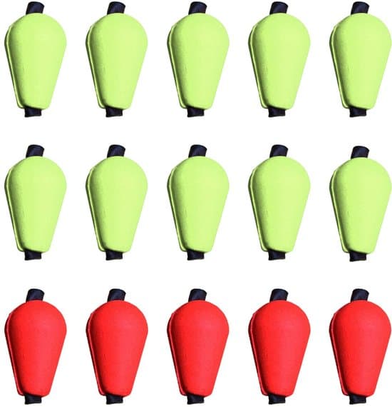 Flugfiskeflöten, 15-pack - EVA droppform - gul och röd