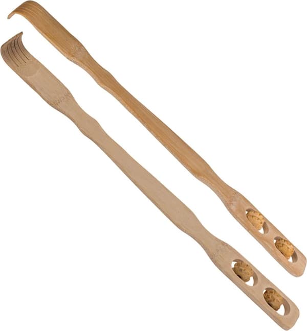 2-pack ryggmassageapparater med massagerullar, bambu 46 cm