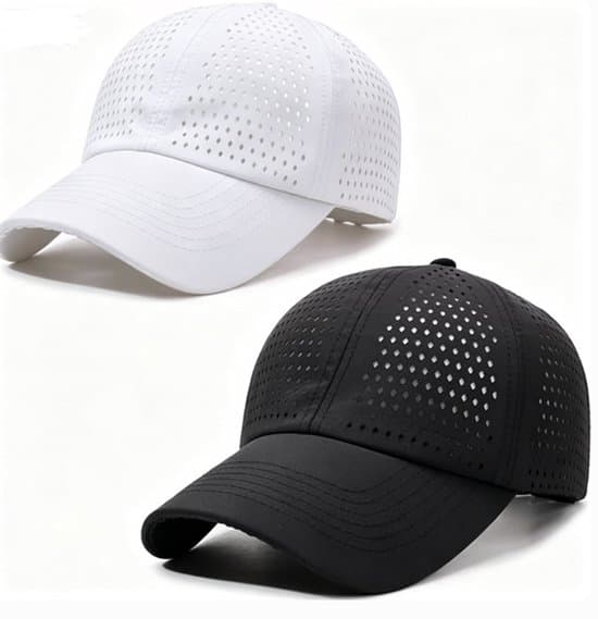 2-pack Unisex Snabbtorkande Full Mesh Löparbaseballkepsar (Svart & Vit)