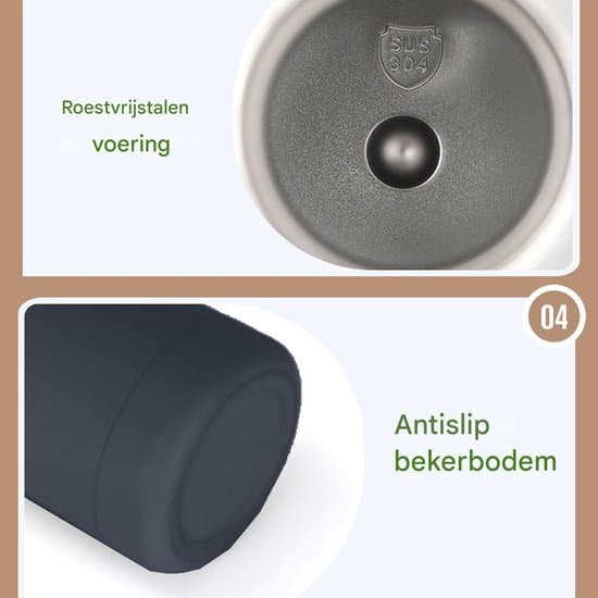 Vattenflaska - Termosflaska i stål - Dricksflaska i rostfritt stål - Dricksflaskor för vuxna - Dubbelväggig - 500 ML - Marinblå