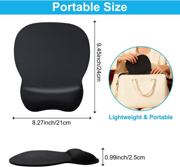 Ergonomisk musmatta med handledsstöd - svart