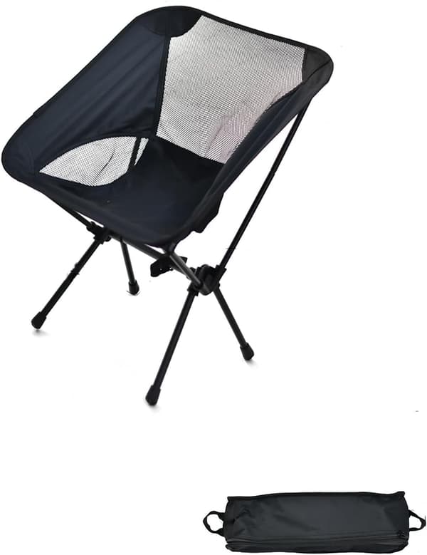 Åndbar Sammenklappelig Udendørs Camping- og Grillstol (Sort)