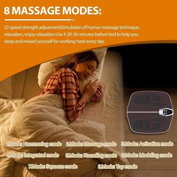 Elec. EMS fodmassager m/ 8 massageprogrammer og 32 intensitetsniveauer.