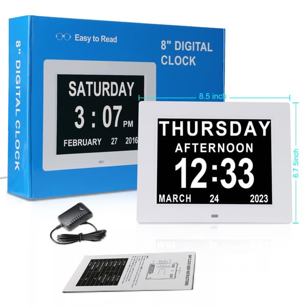 Demensklocka Stor Digital Kalender Seniorer Datum