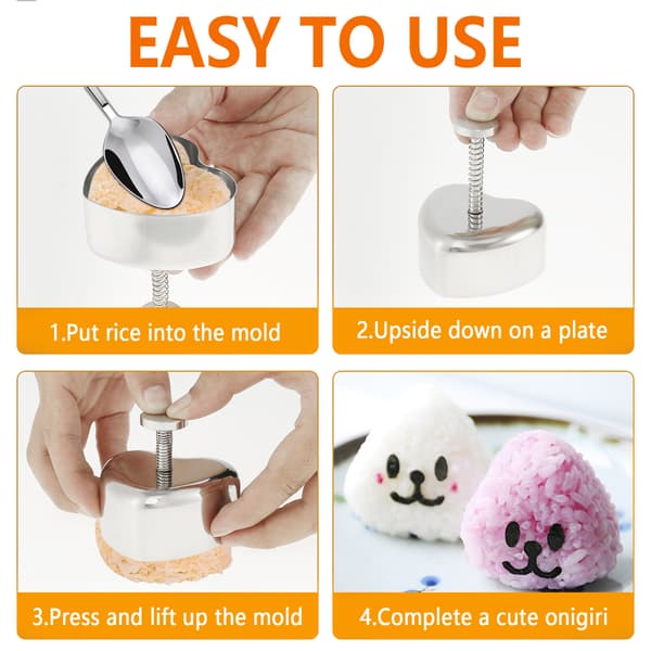 Hjärta Onigiri Form Rostfritt Stål Risbollsform Non-Stick Sushiform