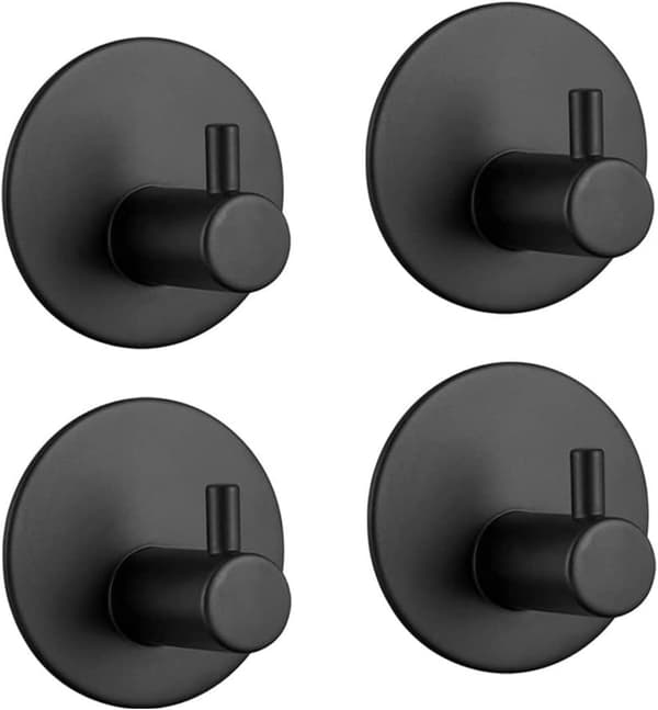 [4-pack] Väggkrokar i rostfritt stål, 4 självhäftande 3M-krokar