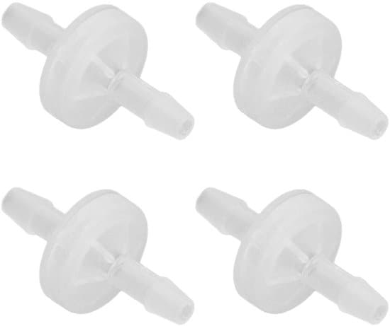 12-pack 4mm Akvariebackventiler - Olje- och Ozonbeständiga - PP-material