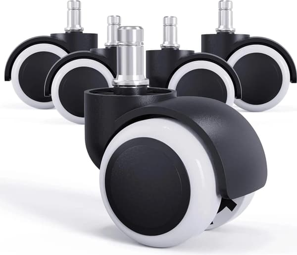 5 hårde gulvhjul til drejestole, kontorstolshjulsæt