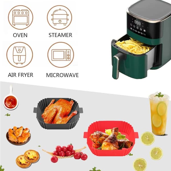 Silikonbakform för airfryer - bakplåtspapper för airfryer, silikonbakform (grå + röd)