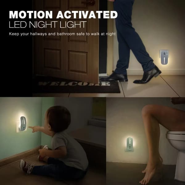 Smart Sensor Nattlampa Badrum Sovrum Glödlampa - Kallt Ljus