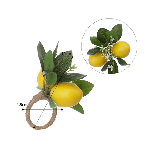 sæt med 6 citron servietringe – Citron- og vindruebladmønster serviettholder B