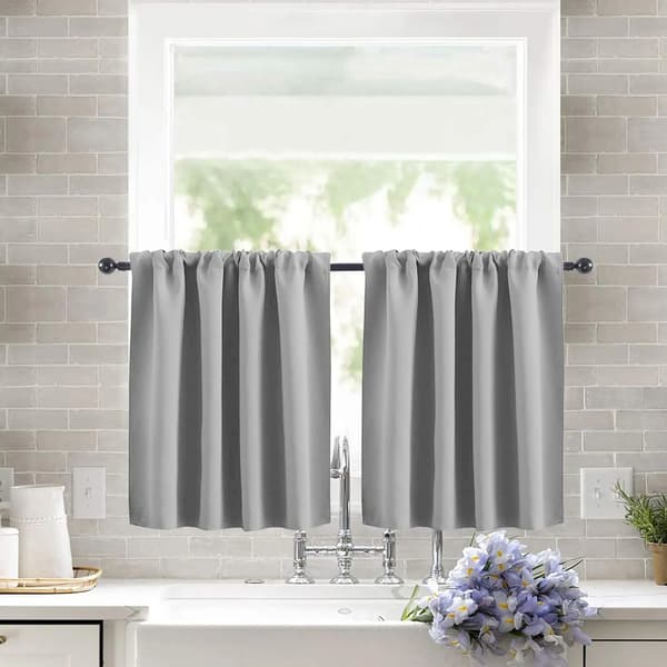 2-pack 76x60 cm grå mörkläggningsgardiner, termiska gardiner