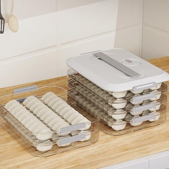 Dumplingförvaringslåda, matförvaringslåda, frysdumplinglådor, dumplingbehållare, kylskåpsmathållare (vit-2)