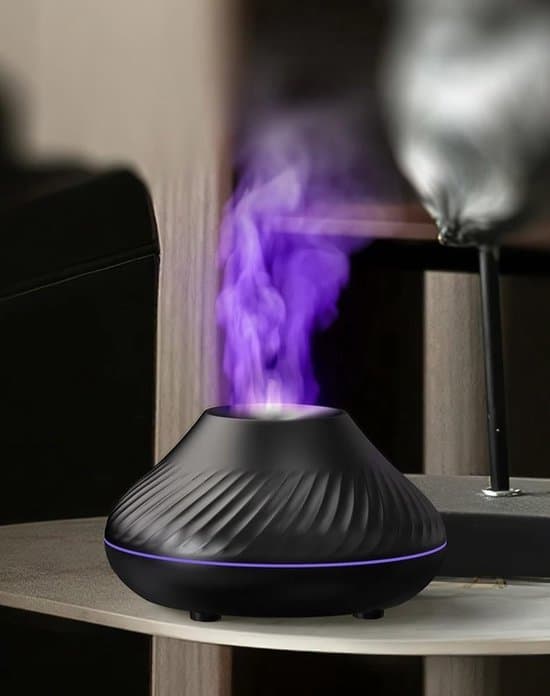 Lämplig för Bonfire Aroma Diffuser Luftfuktare 7 Ljusalternativ Aromaterapi Förångare Svart