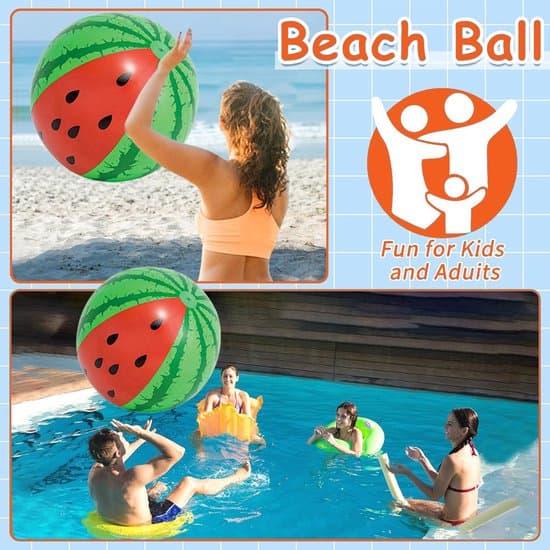 Pool - Armpuffar - Poolleksaker - Strandboll - Vattenmelon - 75 cm - Med fotpump