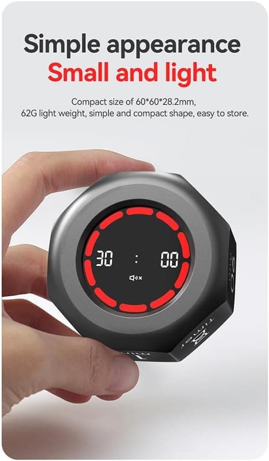 Multi-hexagonal kubetimer, 90-minutters digital timer-sensor med LED-skærm, 7 tidsstyringsværktøjer.