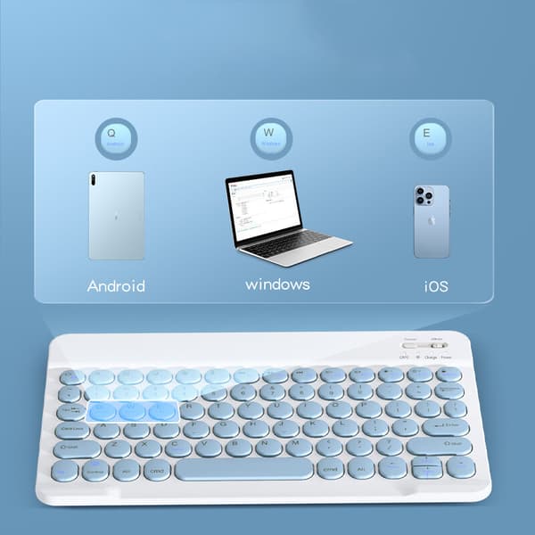Trådlöst Bluetooth-tangentbord Mus Bärbara Retro Runda Knappar PC iPad Mac