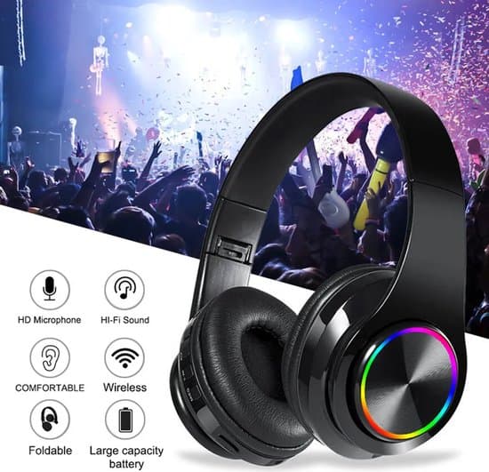 Bluetooth over-ear hörlurar, trådlöst surroundljud, vikbara, handsfree-samtal, med mikrofon, hifi-stereoljud, stöder Micro SD