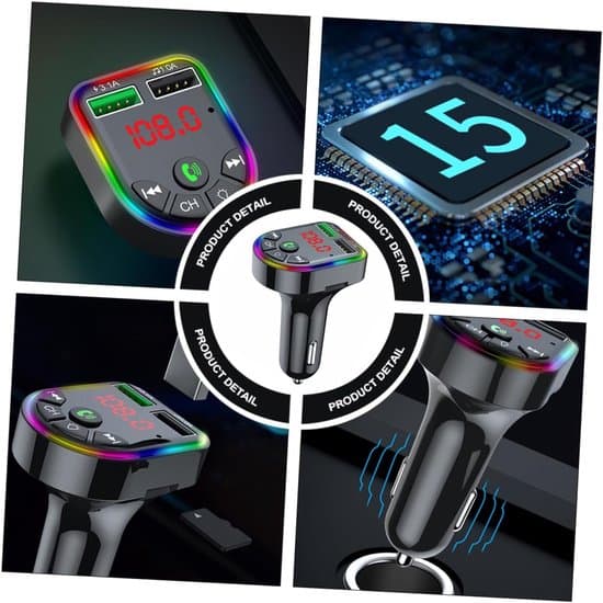 Bilafspilleradapter Bil USB-oplader LED-lys FM-tuner 50 Dobbelt USB Kompakt for nem brug