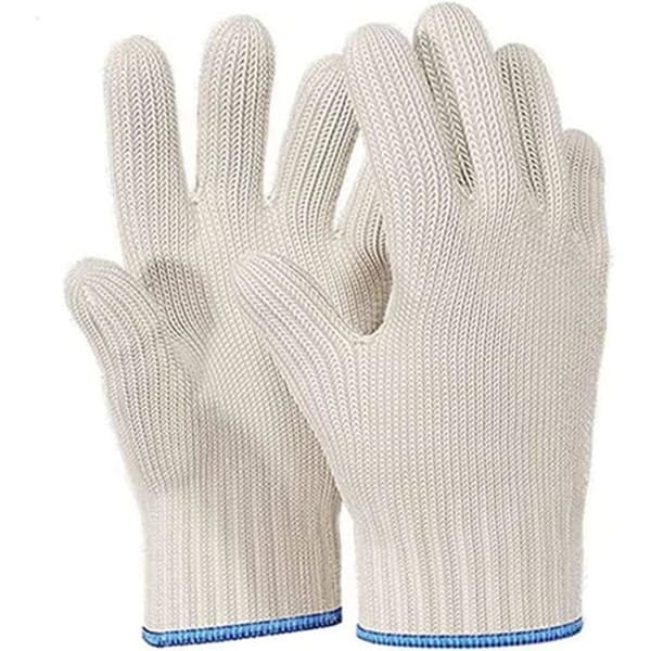 Varmebestandige køkkenhandsker, 2-pak, polyester-bomuldsblanding, til grillbeskyttelse.