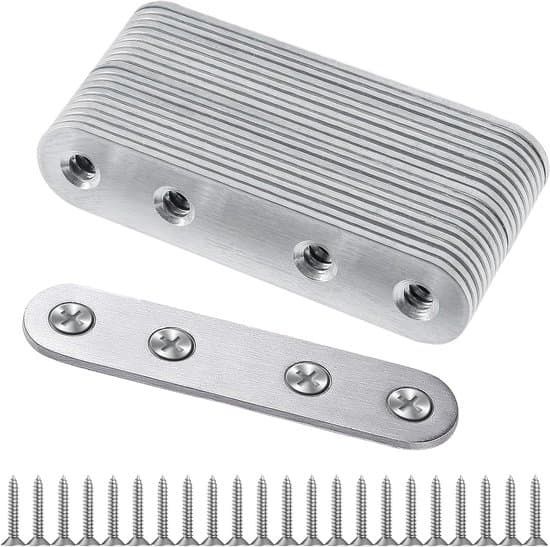 Forbindelsespakke - Flade Forbindere - Møbelreparation - Rustfrit Stål - 95x19mm 20-Styk Pakke - Sølv