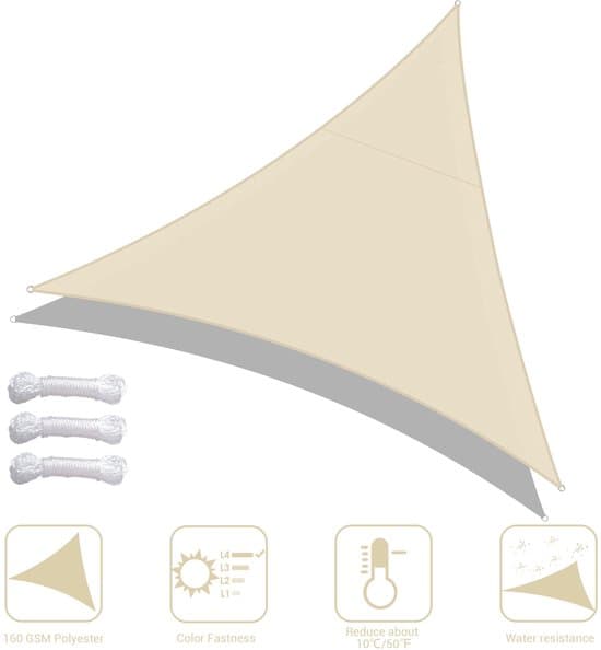 Triangulär markis - 4,5x4,5x4,5 meter - Beige
