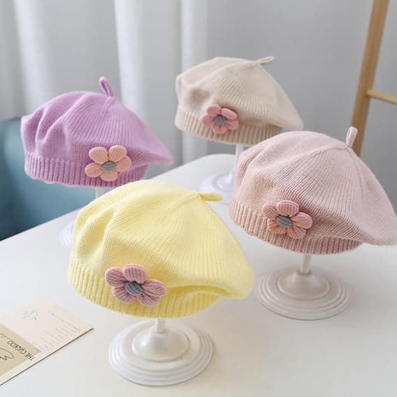 Babyhue Efterår Vinter Strikket Baret - Beige