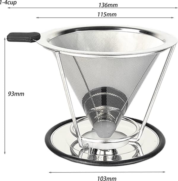 2-i-1 Drypkaffefilter og Stativsæt i Rustfrit Stål til Rejser og Camping.