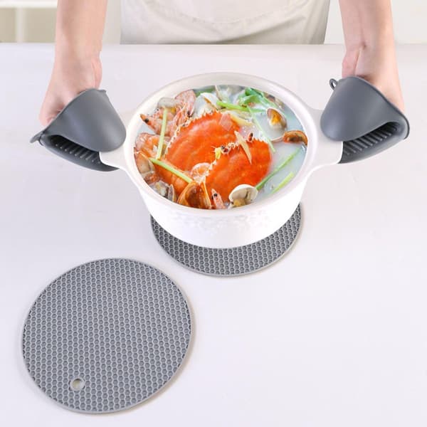 Silicone ovnhandsker, grydelapper til madlavning og bagning - grå