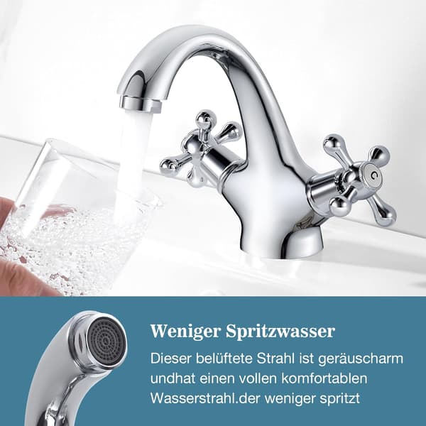 Retro badeværelsesarmatur dobbeltgreb vask guld