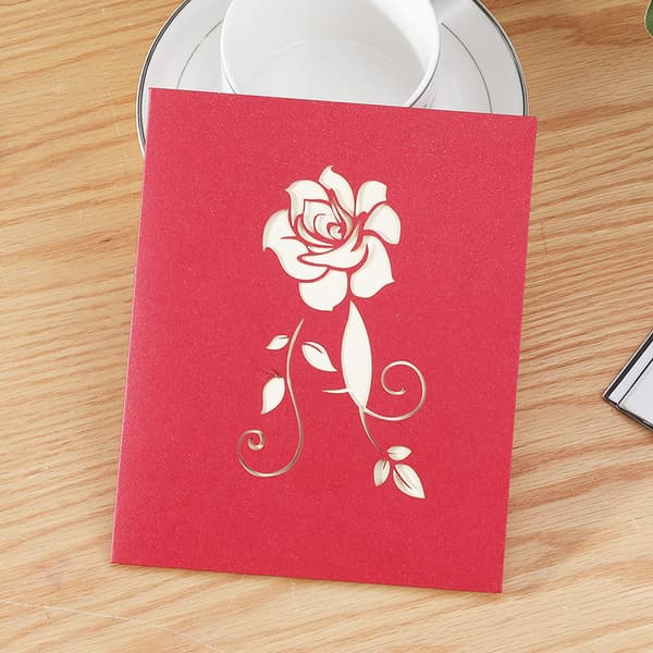 2 stykker romantisk bekendelse 3D rose Valentinsdagskort 13*16cm