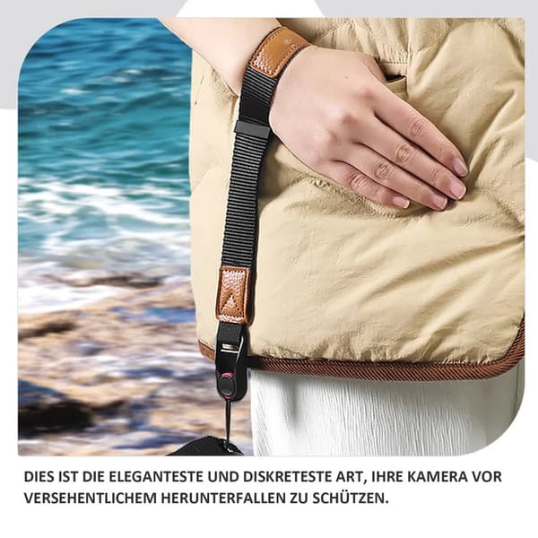 Kamerahåndledsrem m/ quick release spænde brun - håndledsrem