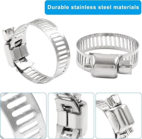 50-delars bränsleslangklämmor - Rostfritt stål - 16-25 mm - Silver