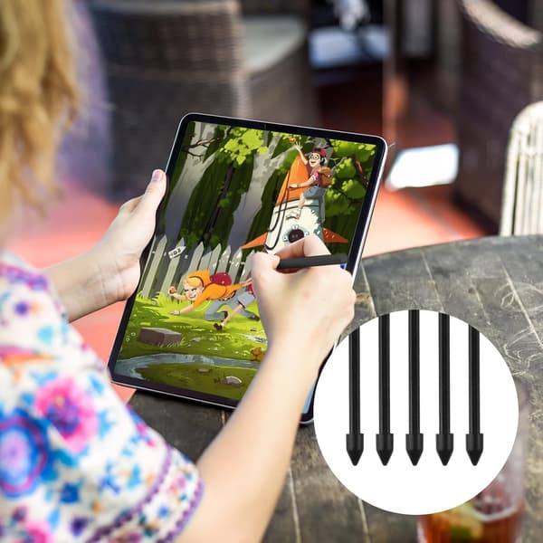 5X erstatningspennespids til Samsung S6/S6LITE/S7/S7+, sæt med spids, installationsværktøj, multi-model (sort).